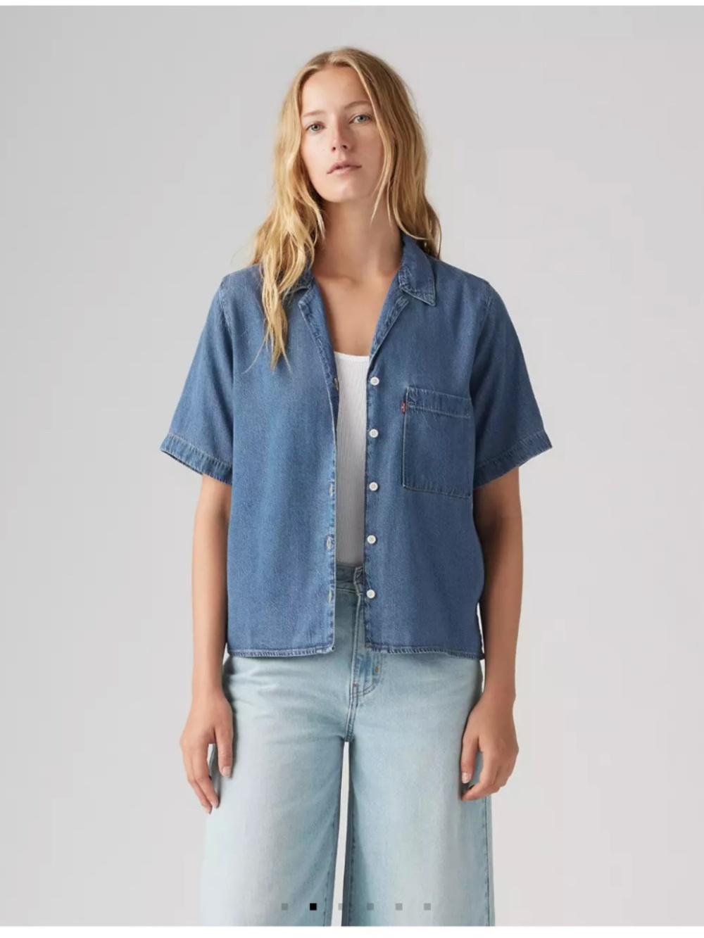 Levi's Joyce Relaxed Button Up Denim Short Sleeve Resort Shirt Size Large NWT